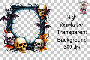 Halloween Skull Frame PNG Bundle, an Illustration by Clipart Bloom (Thumbnail 10 of 11)