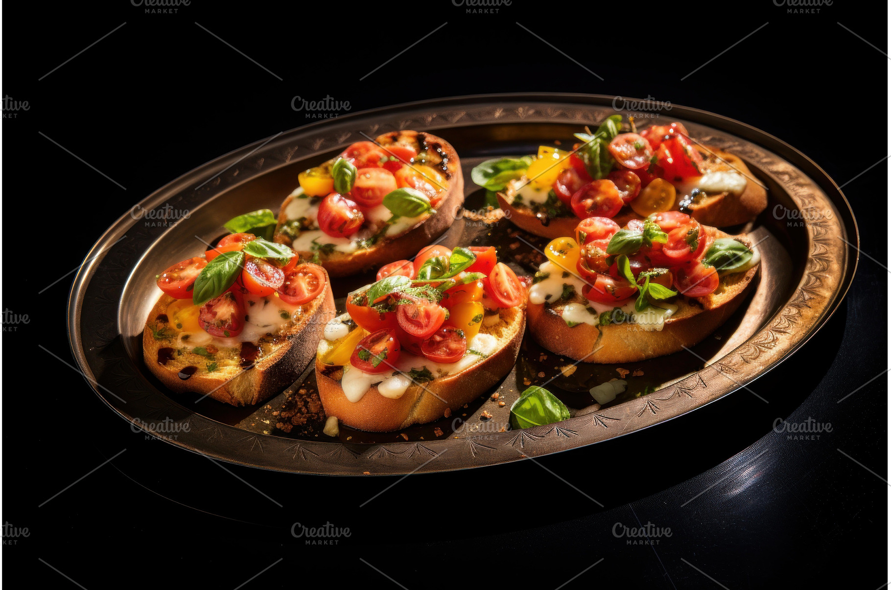 Vibrant Plate bruschetta. Generate, a Food & Drink Photo by Ylivdesign