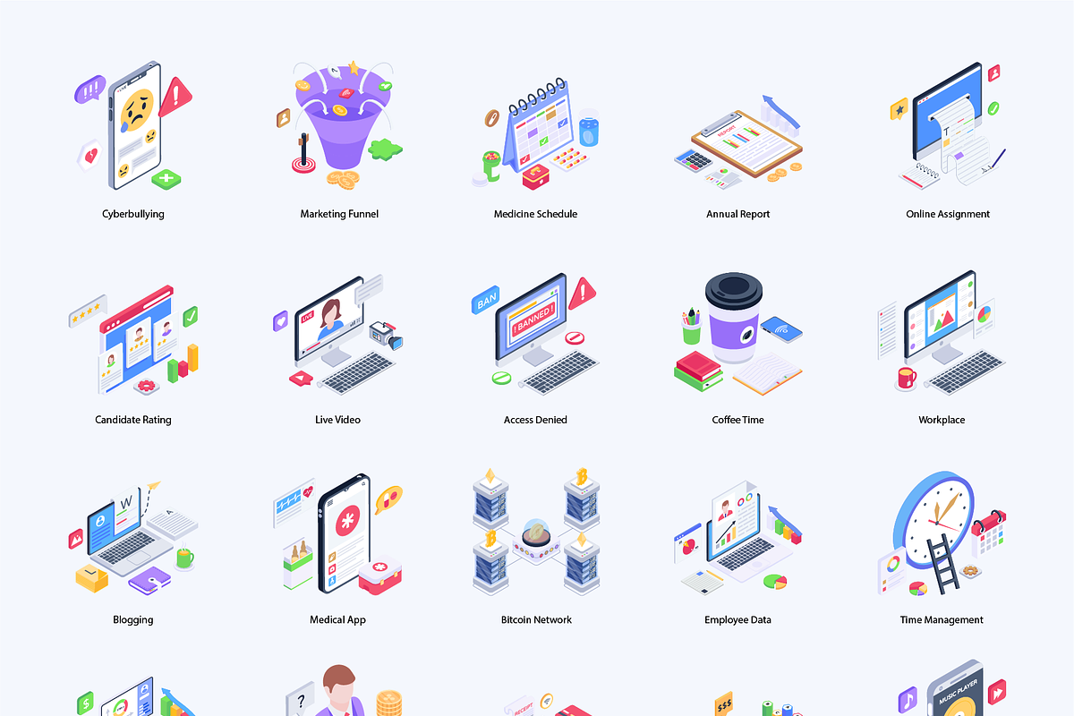 Isometric Landing Page Illustrations, a Work Illustration by Brickclay (Photo 6 of 9)