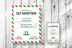 Modern Elf Adoption Certificates, a Card Template by P.F. Creative Lab