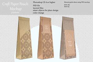Craft pouch mockup. PSD mockup.