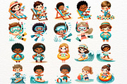 Cute Beach Children Clipart, a Seasonal Illustration by Nicolle's Colorful Art (Thumbnail 4 of 8)