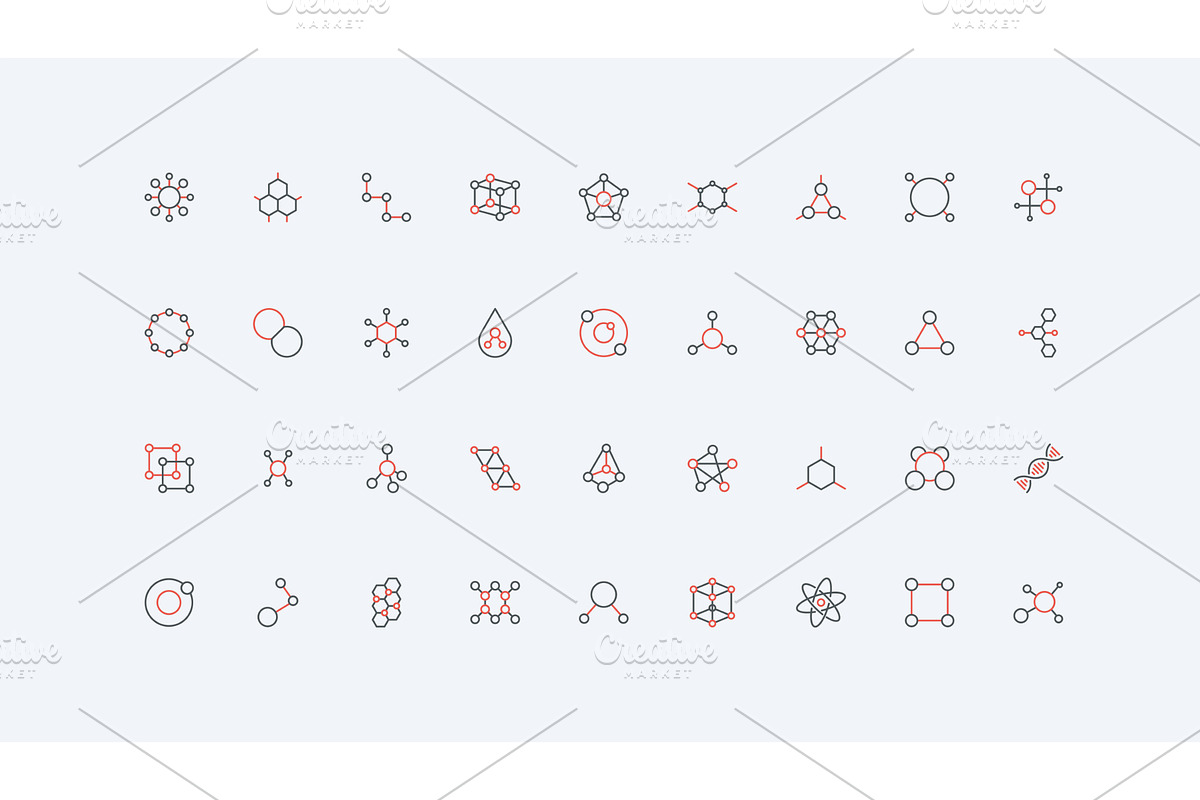 Chemistry molecular structure icons, an Illustration by Lemberg Vector