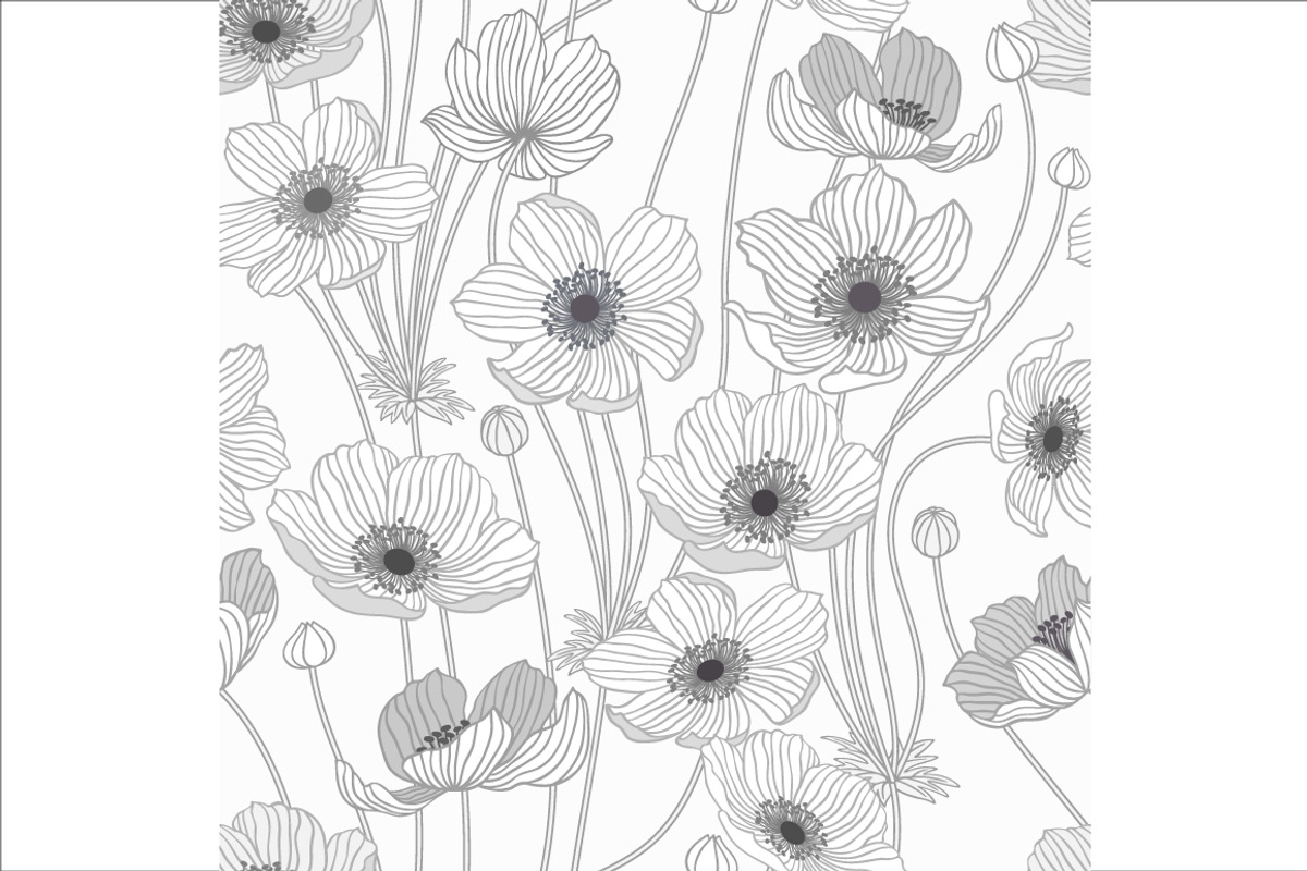set of seamless monochrome flowers preview 5