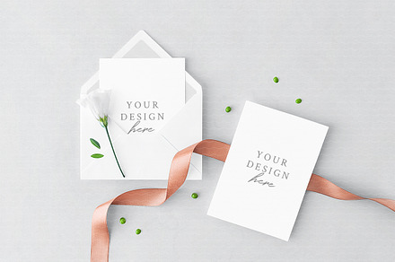 Greeting Card & Envelope Mockup, a Print Template by Lena Zakharova