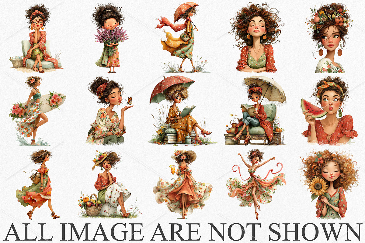 Summer Woman Watercolor Clipart PNG, a Seasonal Illustration by Canvas Craft (Photo 3 of 5)