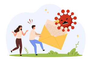Reacting Email Virus Threat, a Technology Illustration by Flashvector