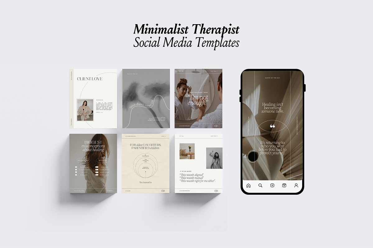 Minimalist Therapist IG Templates, a Social Media Template by CanvaTemplateClubCo (Photo 6 of 11)