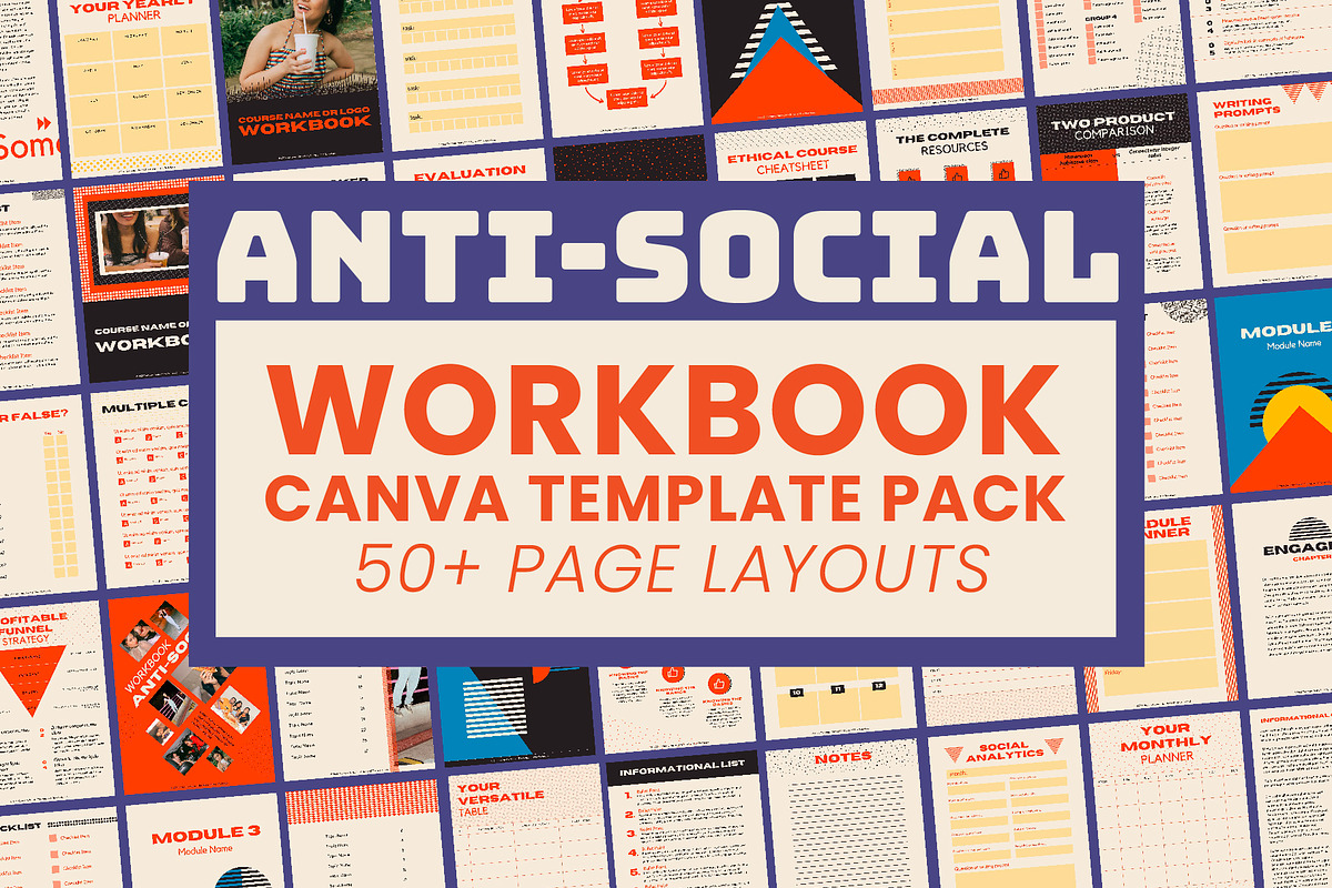 Anti-Social Workbook Canva Template, a Magazine Template by WorkShy Studio (Photo 1 of 8)