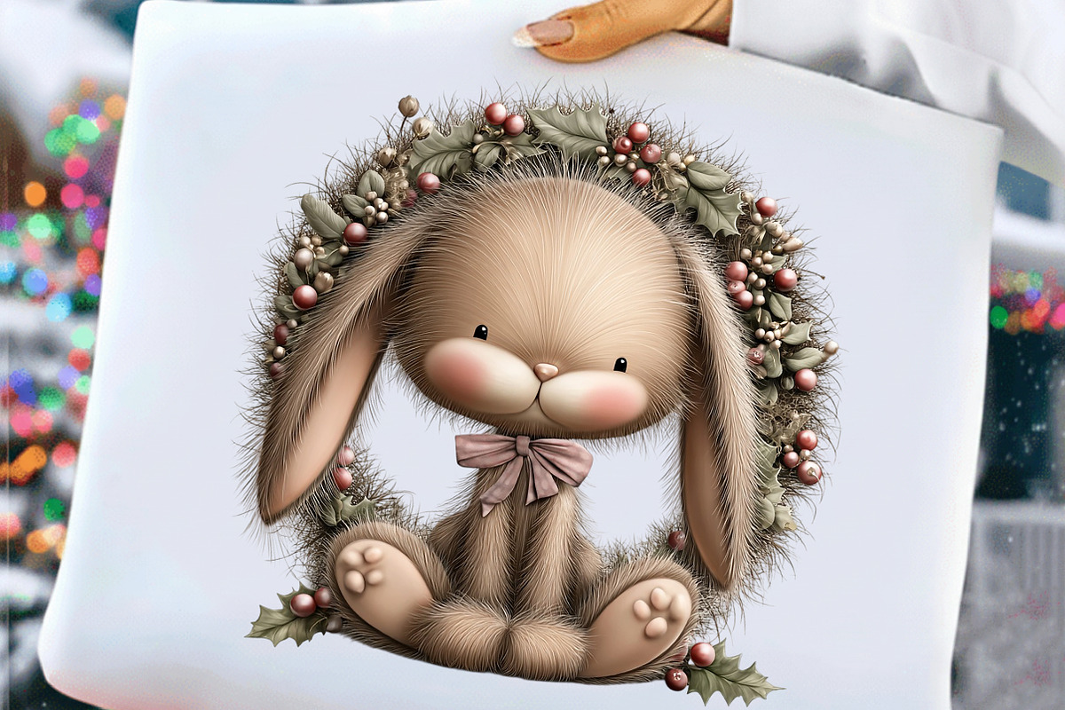 Whimsical Christmas Fluffy Bunny PNG, an Illustration by Craft Nest (Photo 7 of 11)