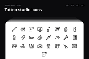 Tattoo studio icons, an Outline Icon by Wencory