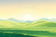 Summer landscape in panoramic format, a Seasonal Illustration by Countryside life (Thumbnail 4 of 9)