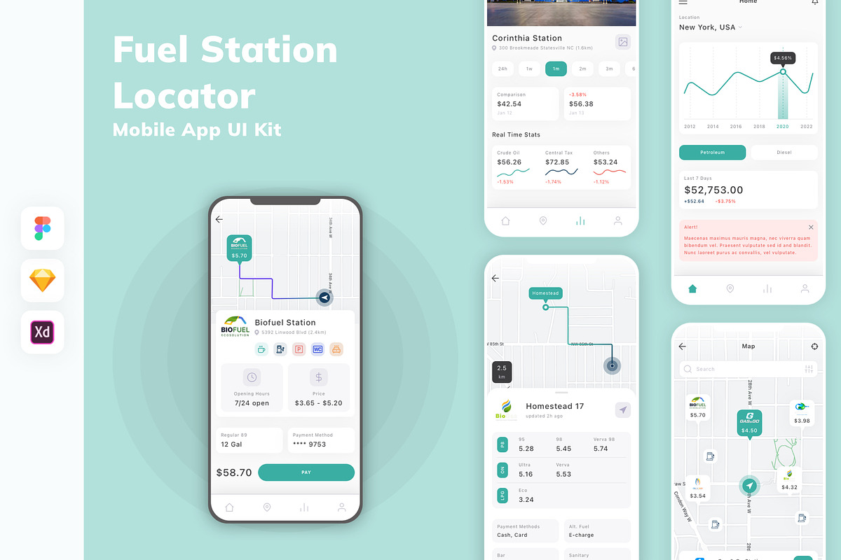 Fuel Station Locator App UI Kit, an UI Kit Template by uicube