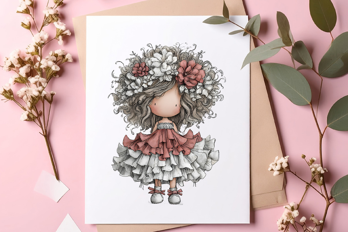 Whimsical Summer Girls Clipart, an Illustration by SinaCreation (Photo 4 of 9)