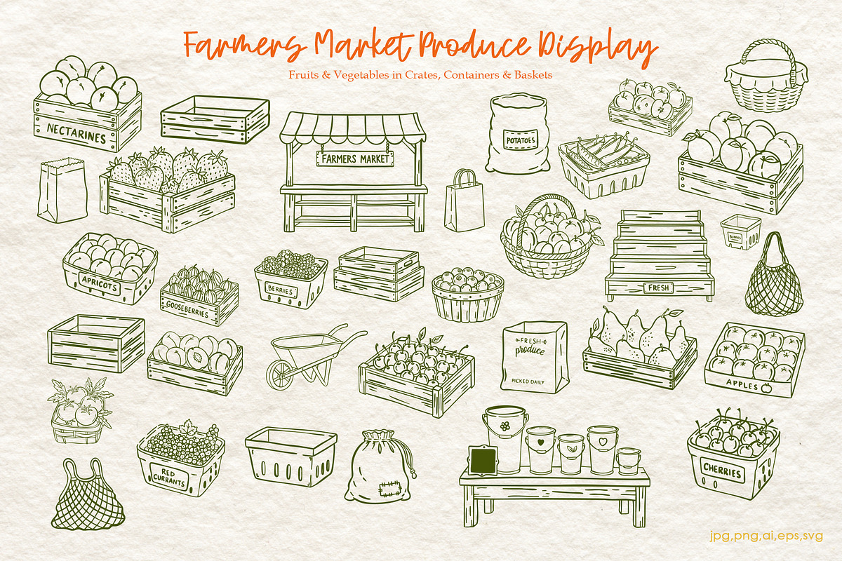 Farmers Market Clipart Naive Vector, a Food Illustration by SunnJaneArt (Photo 5 of 18)