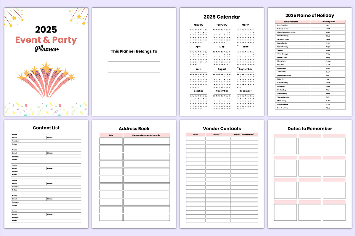 2025 Event & Party Planner Canva Kdp, a Stationery Template by Mustafiz (Photo 2 of 7)