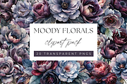 Moody Florals Clipart, a Graphic by Velvet Muse (Thumbnail 1 of 5)