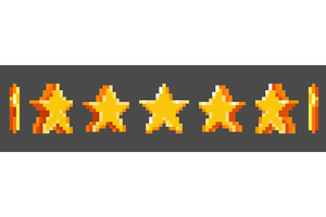 Spinning gold pixel star animation, an Illustration by art PVP - market