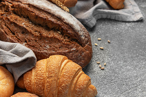 Fresh baked bread, baguettes, croissants, and buns assortment, a Food & Drink Photo by Olena Rudo