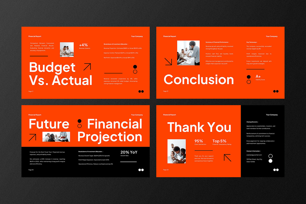 Orange Financial Report PPT, a Presentation Template by Aiyari Graphic (Photo 5 of 5)