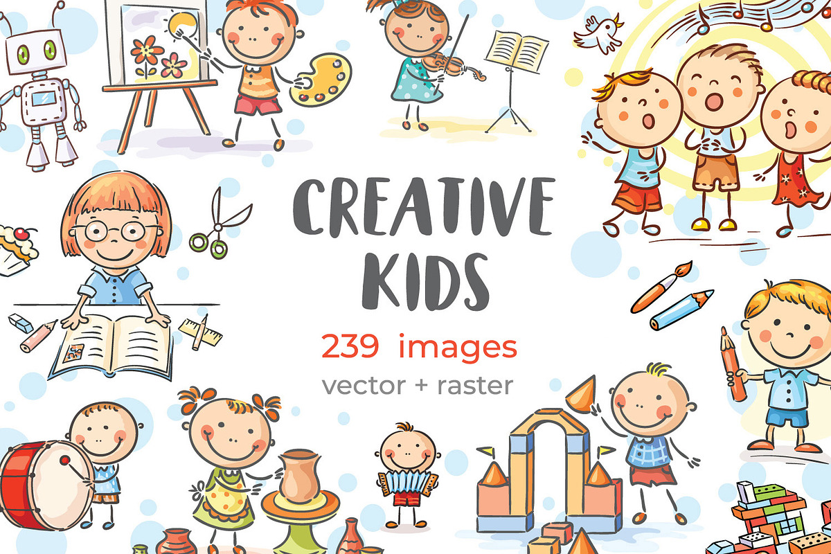 Creative doodle cartoon kids bundle, an Illustration by Bubert Art (Photo 1 of 5)