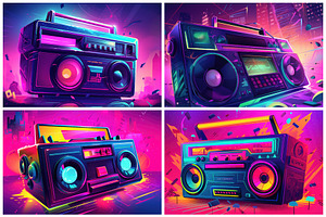 20 Colorful Boombox Illustrations