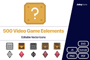 500 Video Game Elements Vector Icons, an Outline Icon by Juicy Icons (Thumbnail 1 of 6)