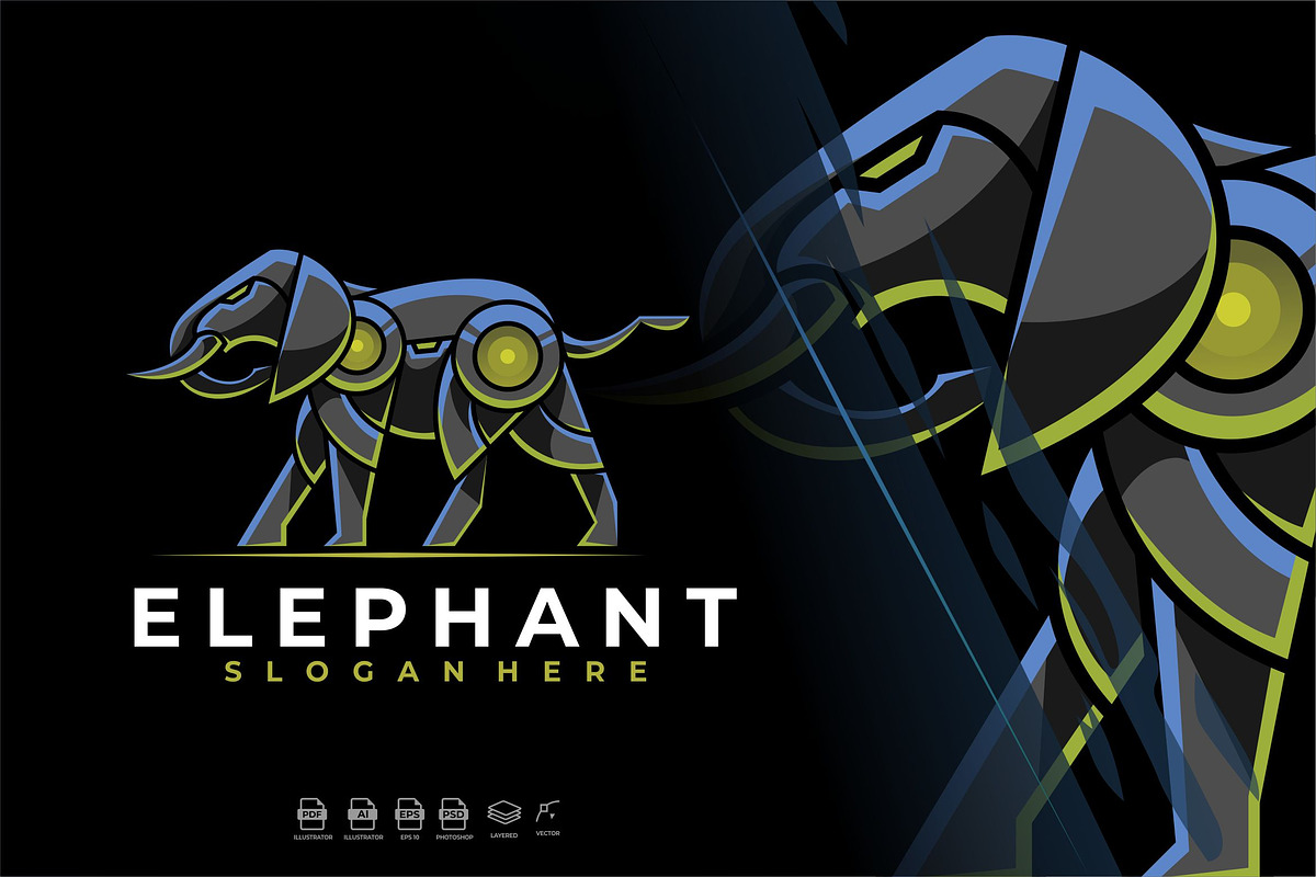 Mecha Robot Elephant Logo Template, a Branding & Logo Template by Rupture