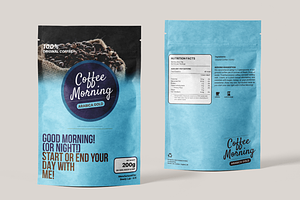 Coffee Pouch Packaging Design, a Print Template by BeadyLab