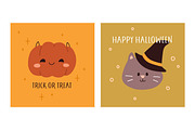 Cute Happy Halloween cards, kids set, a Seasonal Illustration by Good Studio (Thumbnail 3 of 9)