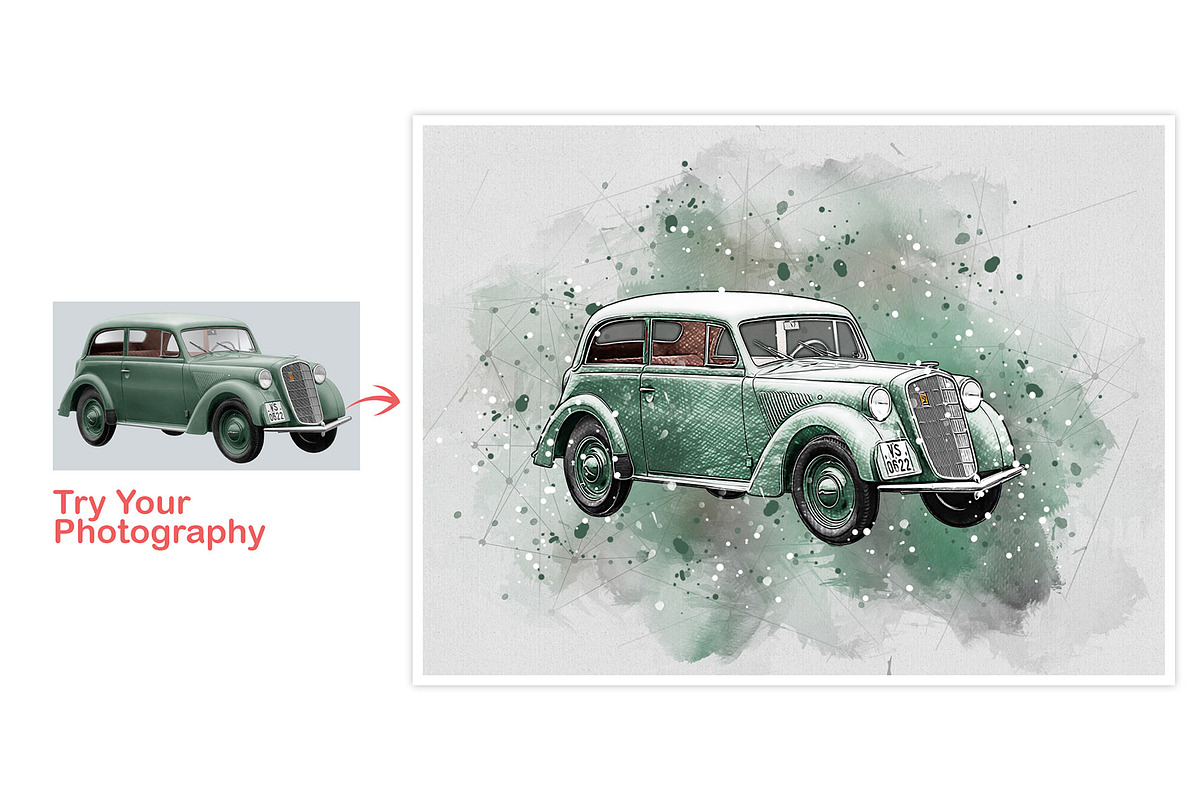 Car Watercolor Art Photo Effect, an Action Add-On by MRI STUDIO (Photo 5 of 15)