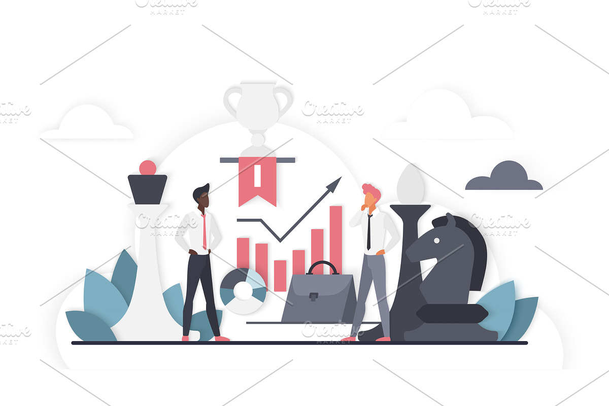 Business competition strategy chess, a Person Illustration by Lemberg Vector