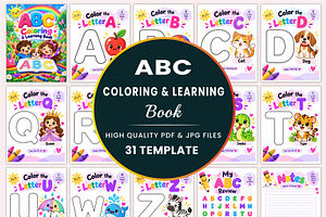 ABC Coloring & Learning Book, a Stationery Template by Shumaya