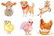 Cute Farm Animals Clipart, an Animal Illustration by cherrydesign (Thumbnail 3 of 3)