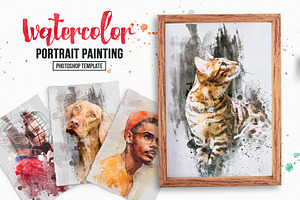 Watercolor Paint Photoshop Template, an Action Add-On by Shovajit