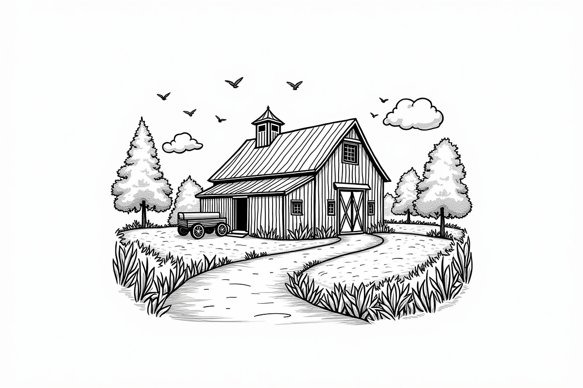 Rustic Farmhouse Landscape Set, an Illustration by Designs_River (Photo 7 of 7)