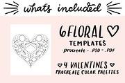 Folksy Florals Valentines Templates, an Illustration by On the Mark Designs (Thumbnail 2 of 7)