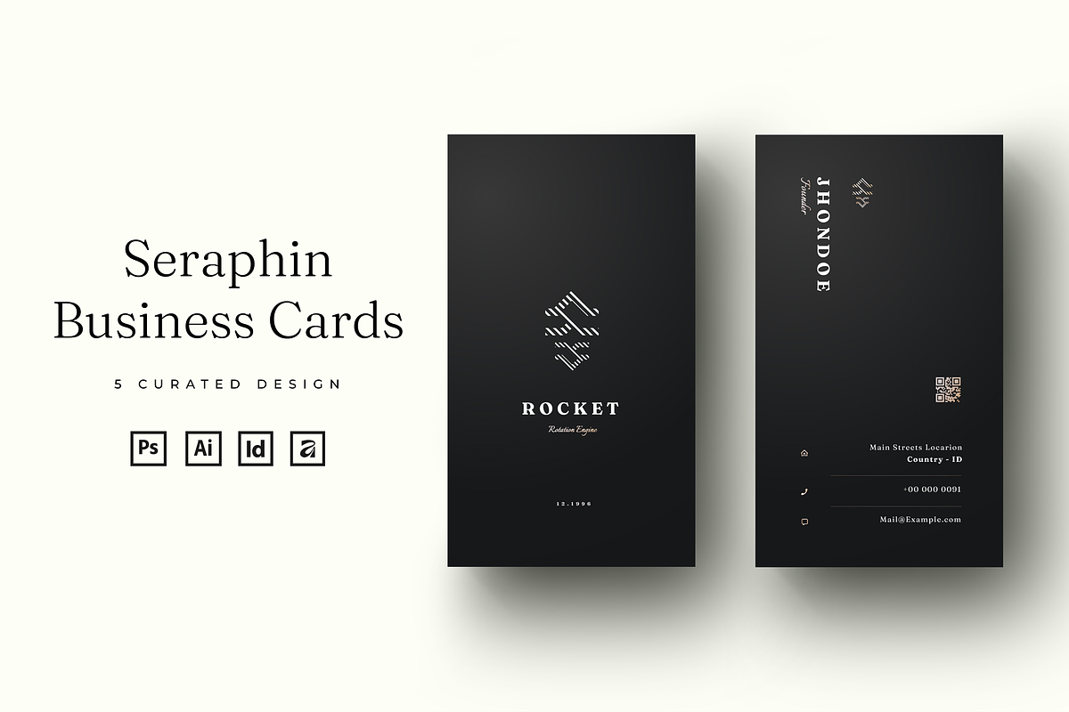 Seraphin - Dark Black Business Card, a Business Card Template by Ctrl space studio (Photo 1 of 9)