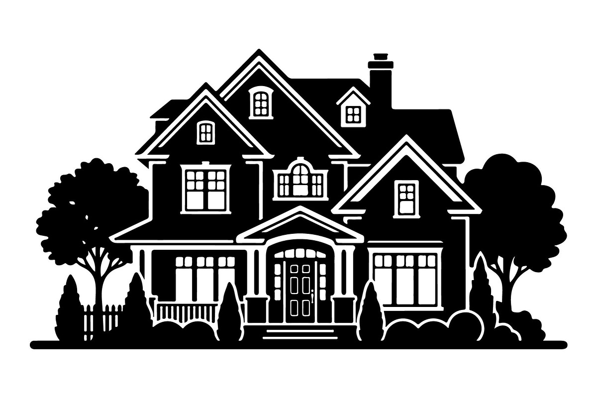 Luxury Mansion House Silhouette, an Object Graphic by hafijul (Photo 4 of 4)