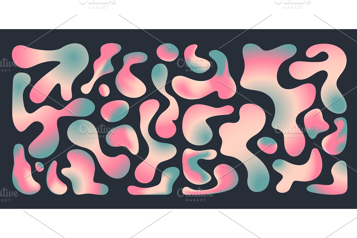 Abstract gradient shapes on black, an Illustration by art PVP - market