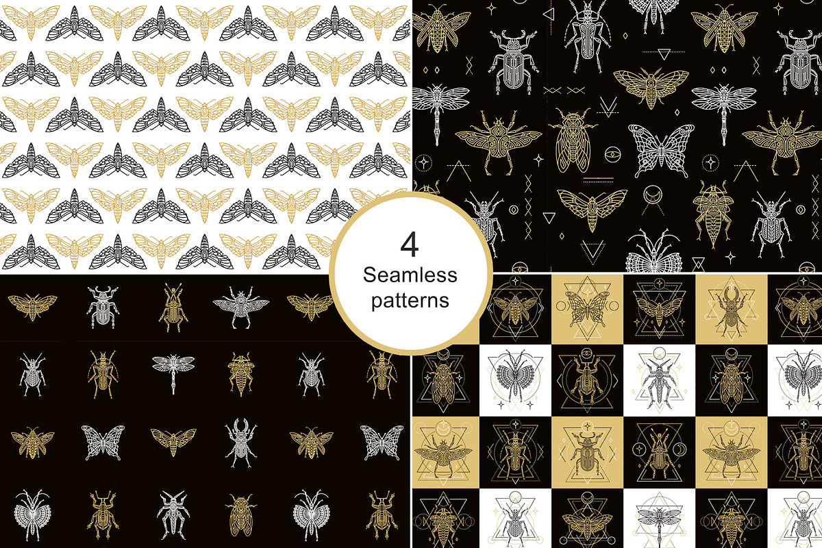 16 Insect symbols and 4 Patterns, an Outline Icon by Anna Smirnova (Photo 8 of 12)