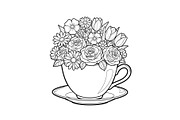 Floral Teacup Line Art Bundle, an Illustration by Gfx_Store (Thumbnail 37 of 51)