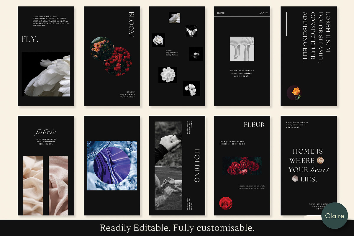 Dark Editorial Social Media Kit, a Social Media Template by Clairee Design Studio (Photo 5 of 7)