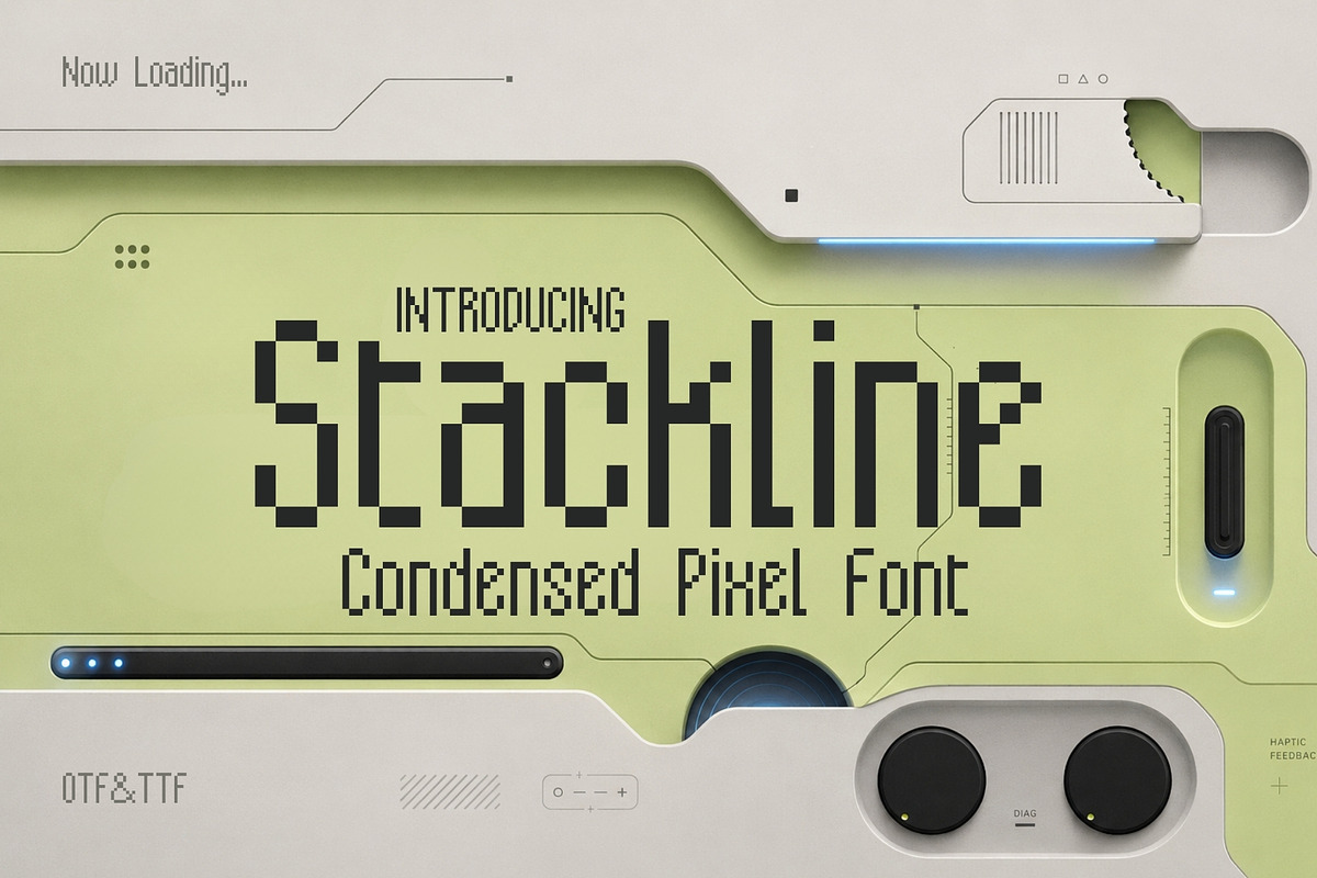 Stackline - Condensed Pixel Font, a Sans Serif Font by HipFonts (Photo 1 of 7)