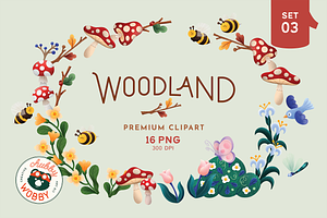 Woodland Animals & Plant PNG Clipart