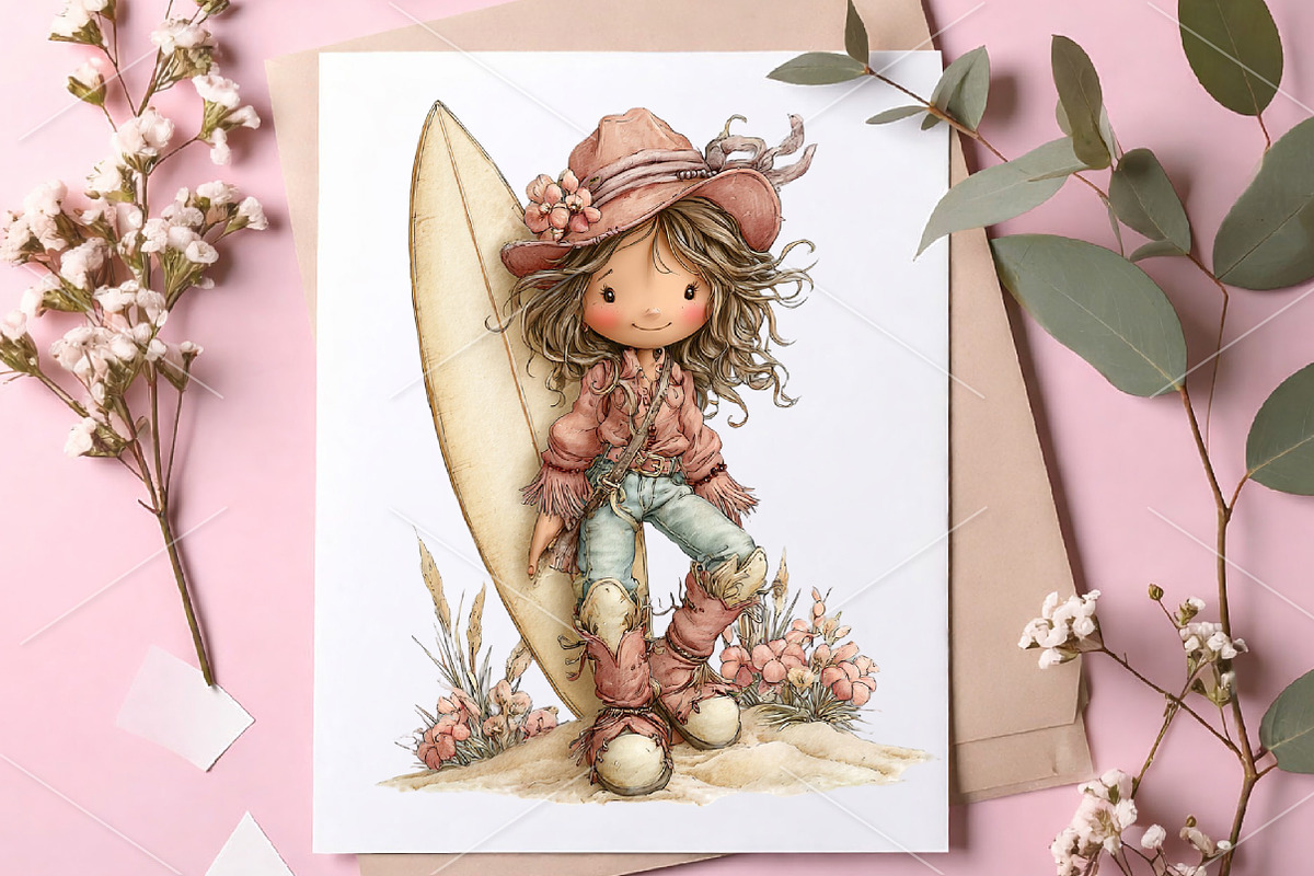 Funny Summer Western Girls Clipart, an Illustration by Canvas Craft (Photo 7 of 7)