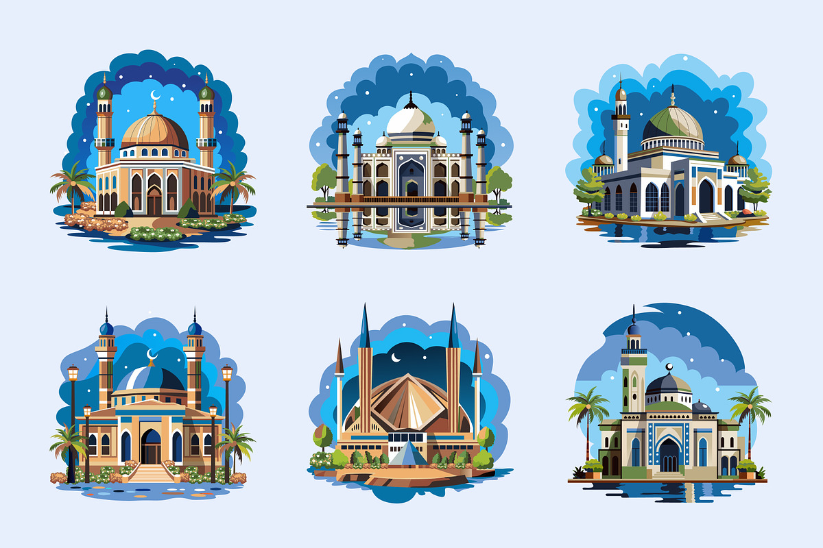 Mosque Illustration Art Set, a Decorative Illustration by Prosymbols (Photo 7 of 10)