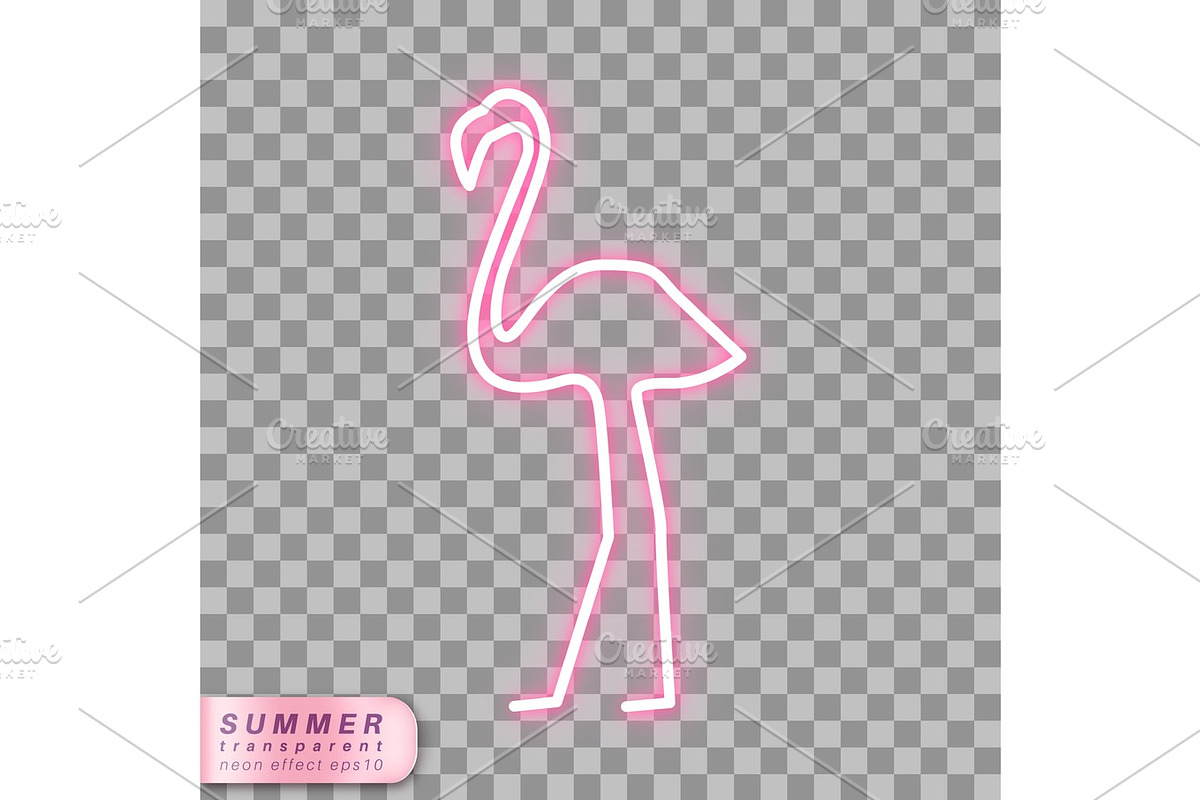 neon flamingo symbol, a Decorative Illustration by Olha Kostiuk
