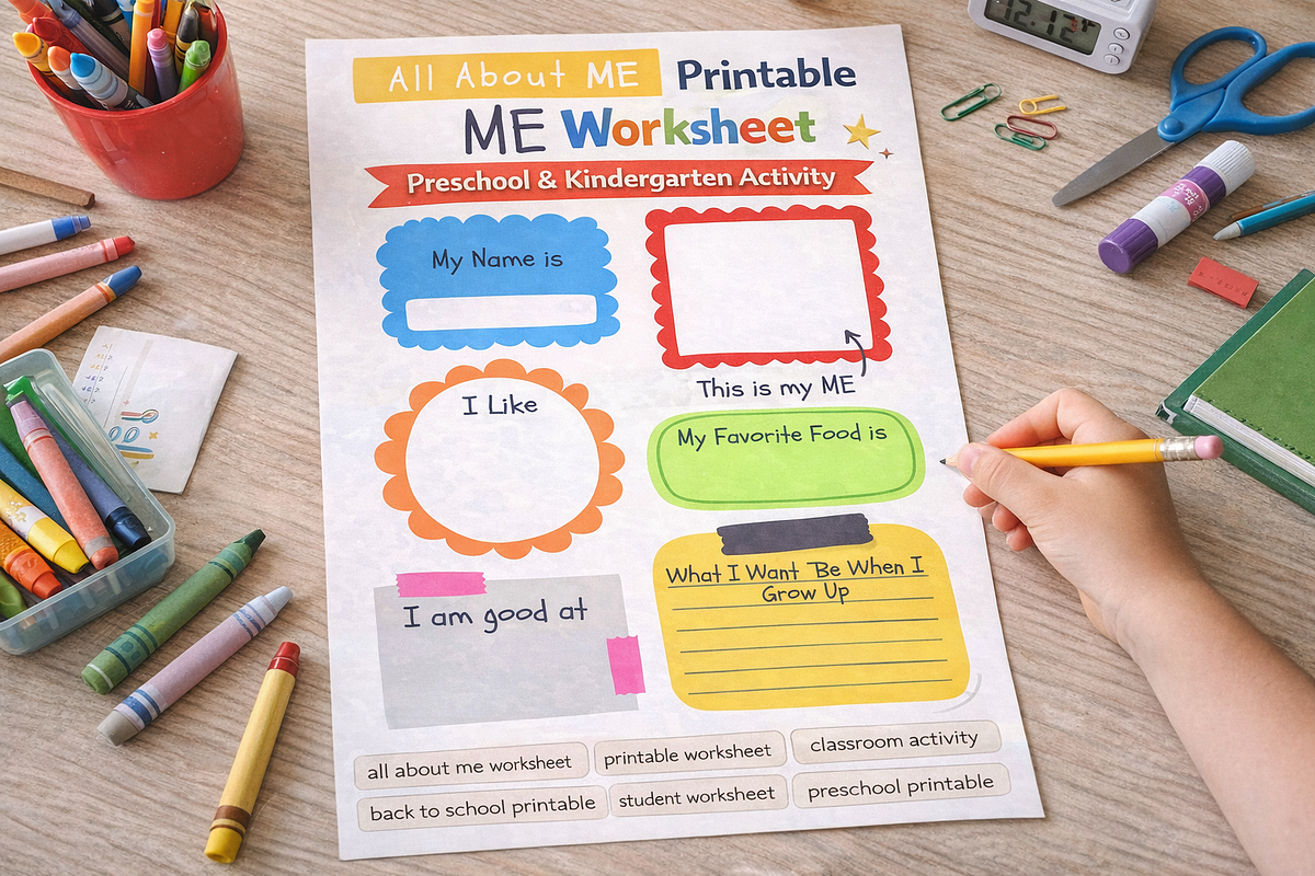 All About Me Printable Worksheet, an Education Illustration by MIRoots Design Studio (Photo 2 of 5)