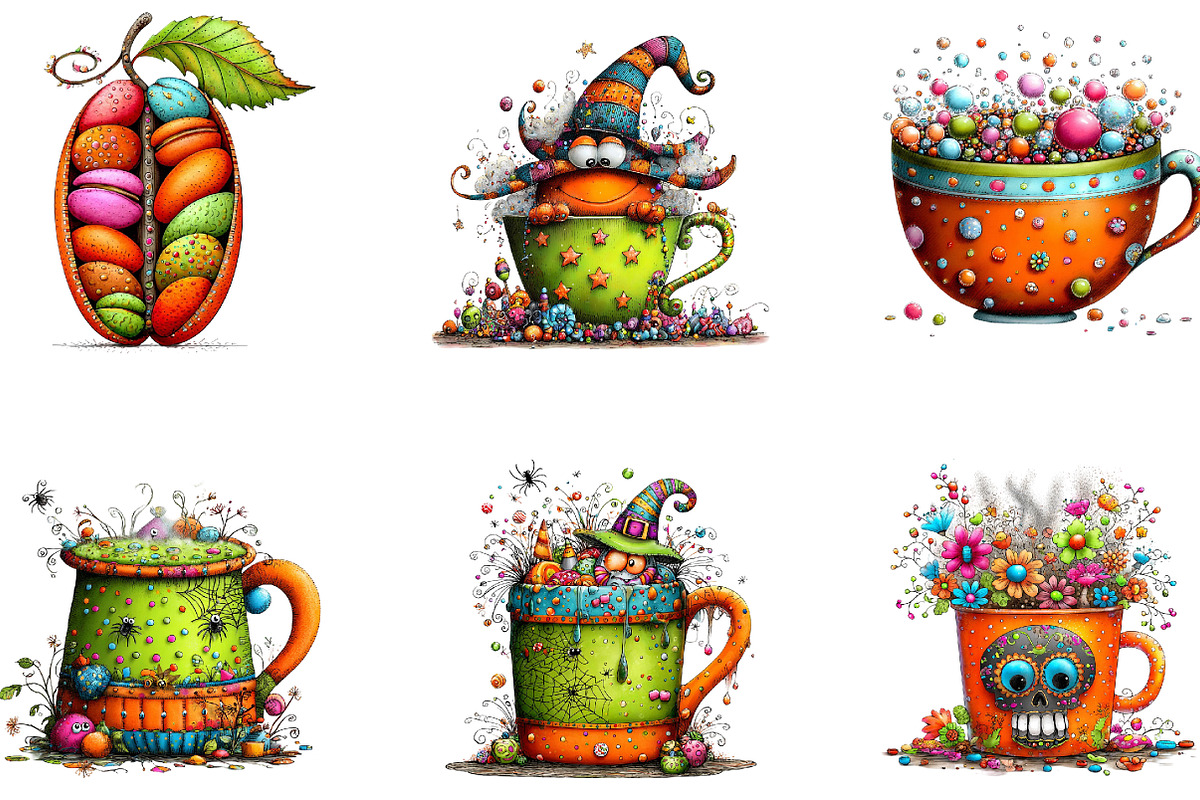 Whimsical Halloween Coffee Cup, a Seasonal Illustration by CreationArt (Photo 5 of 5)